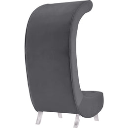 Meridian Crescent Grey Velvet Accent Chair