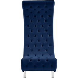 Meridian Crescent Navy Velvet Accent Chair