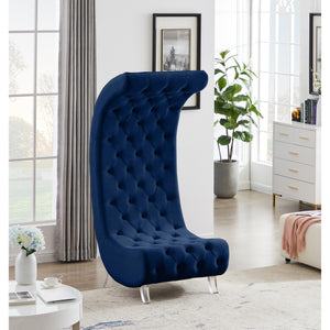 Meridian Crescent Navy Velvet Accent Chair