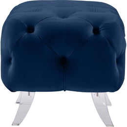 Meridian Crescent Navy Velvet Ottoman