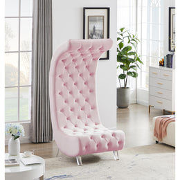 Meridian Crescent Pink Velvet Accent Chair