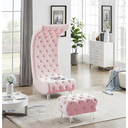 Meridian Crescent Pink Velvet Accent Chair