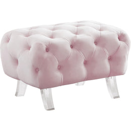 Meridian Crescent Pink Velvet Ottoman