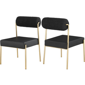 Meridian Carly Black Vegan Leather Seat / Boucle Fabric Back Dining Chair
