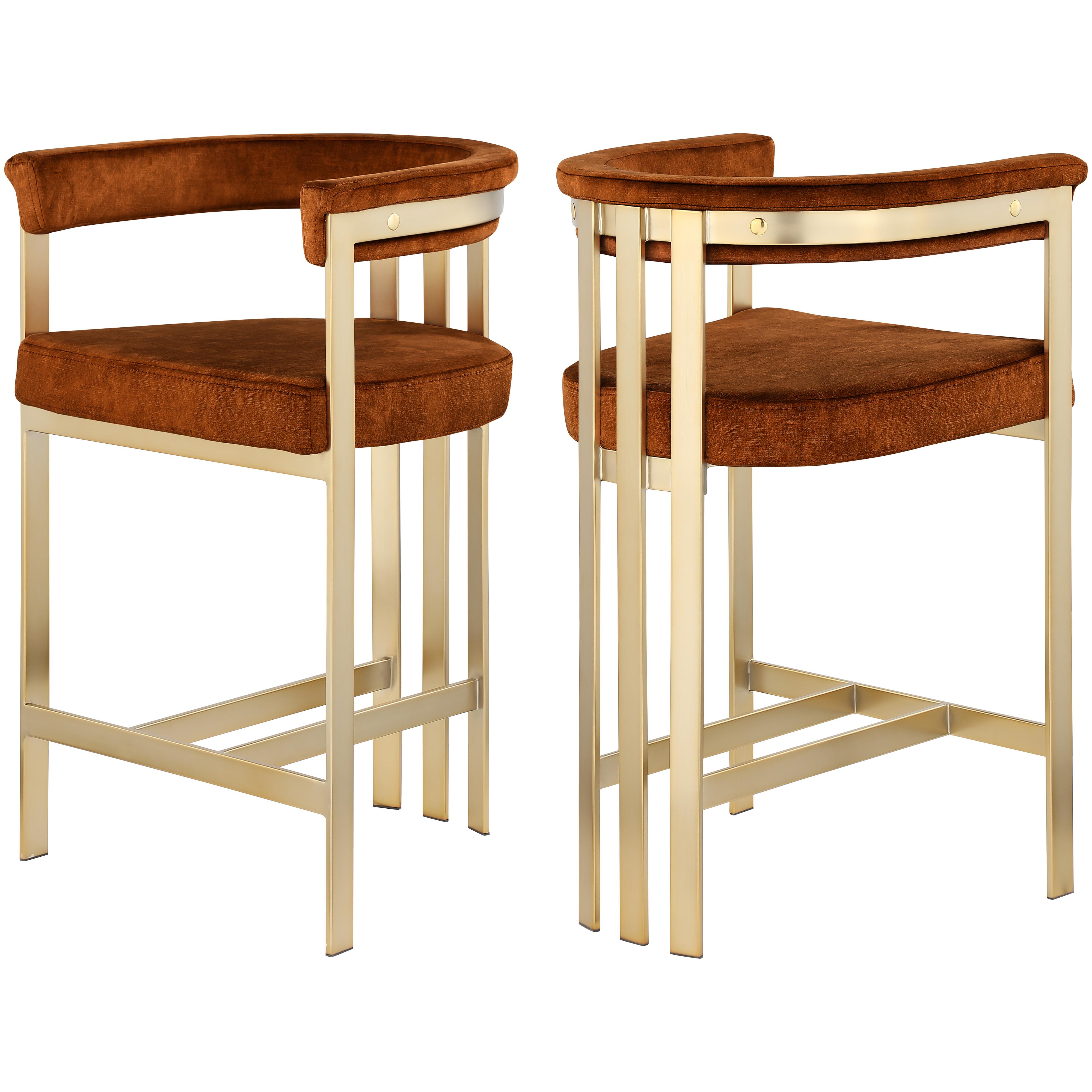 Meridian Marcello Cognac Velvet Counter Stool