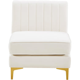 Meridian Alina Cream Velvet Armless Chair