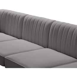 Meridian Alina Grey Velvet Corner Chair