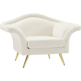 Meridian Lips Cream Velvet Chair