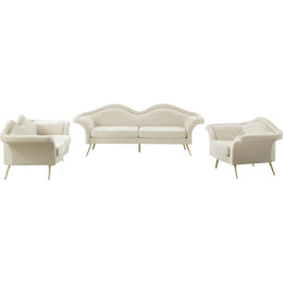Meridian Lips Cream Velvet Chair