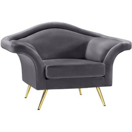 Meridian Lips Grey Velvet Chair