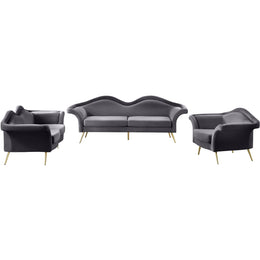 Meridian Lips Grey Velvet Chair