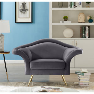 Meridian Lips Grey Velvet Chair