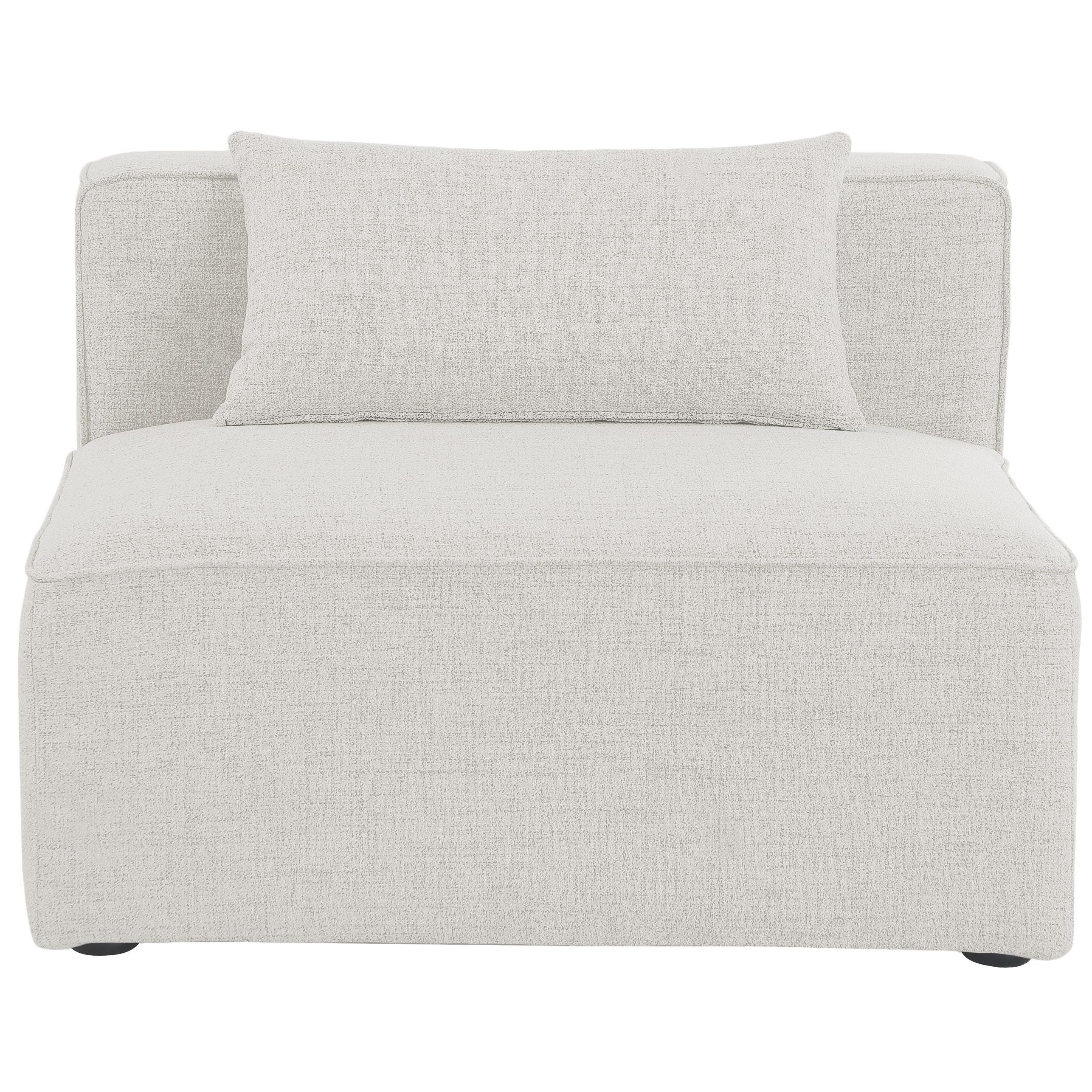 Meridian Cube Cream Durable Linen Textured Armless Chair