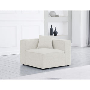 Meridian Cube Cream Durable Linen Textured Corner Chair