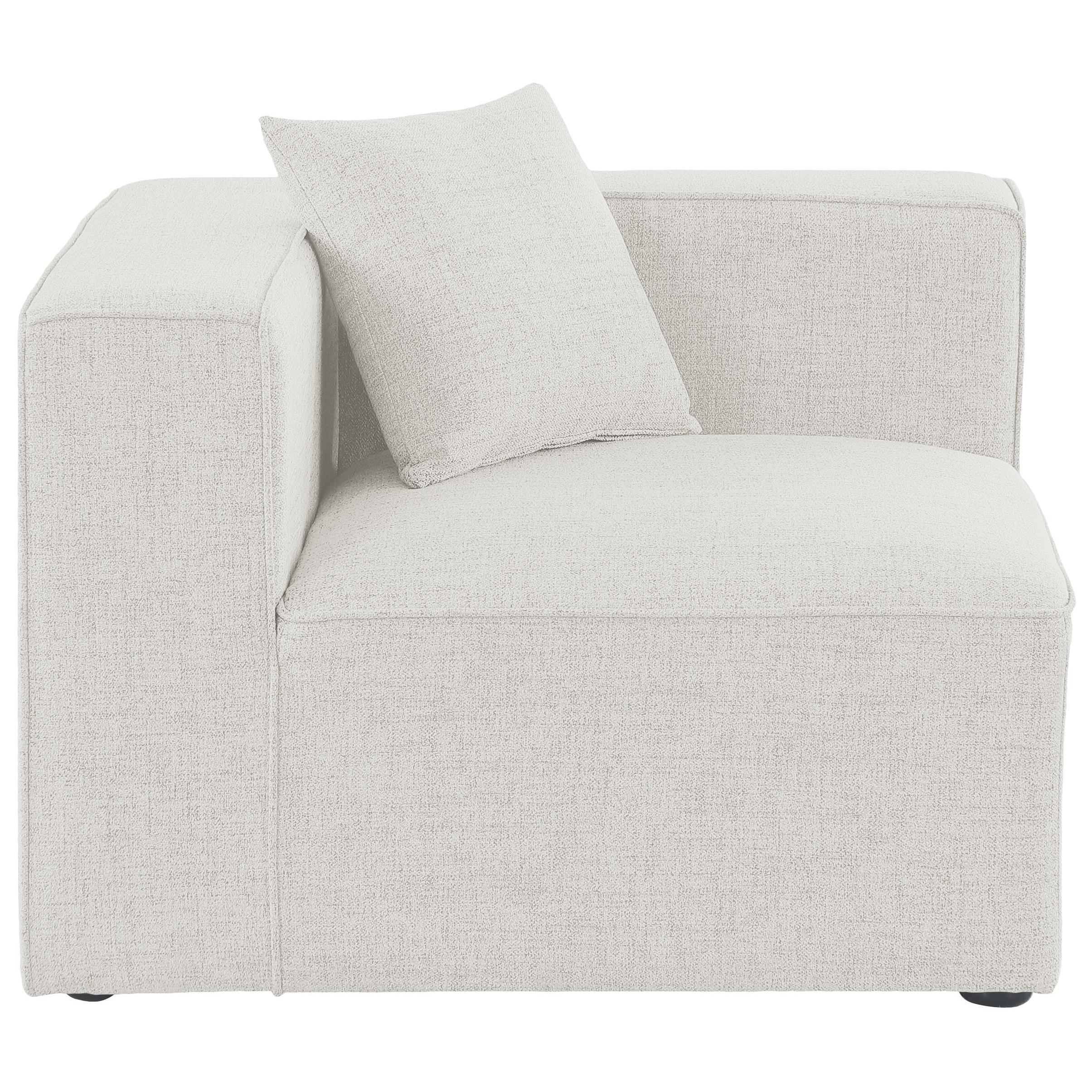 Meridian Cube Cream Durable Linen Textured Corner Chair