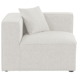 Meridian Cube Cream Durable Linen Textured Corner Chair