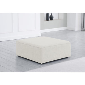 Meridian Cube Cream Durable Linen Textured Ottoman
