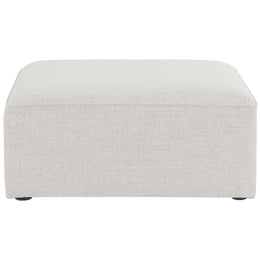 Meridian Cube Cream Durable Linen Textured Ottoman
