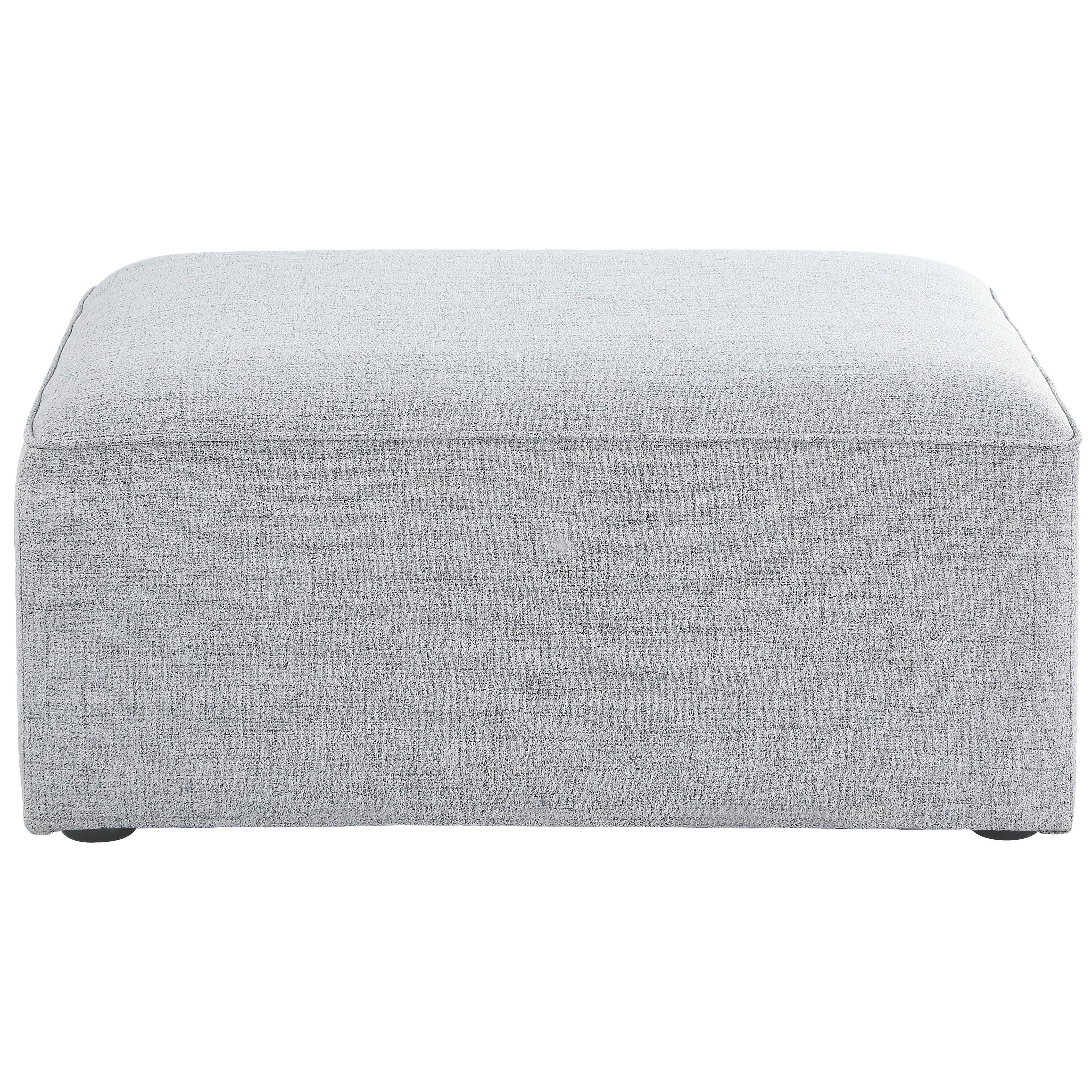 Meridian Cube Grey Durable Linen Textured Ottoman