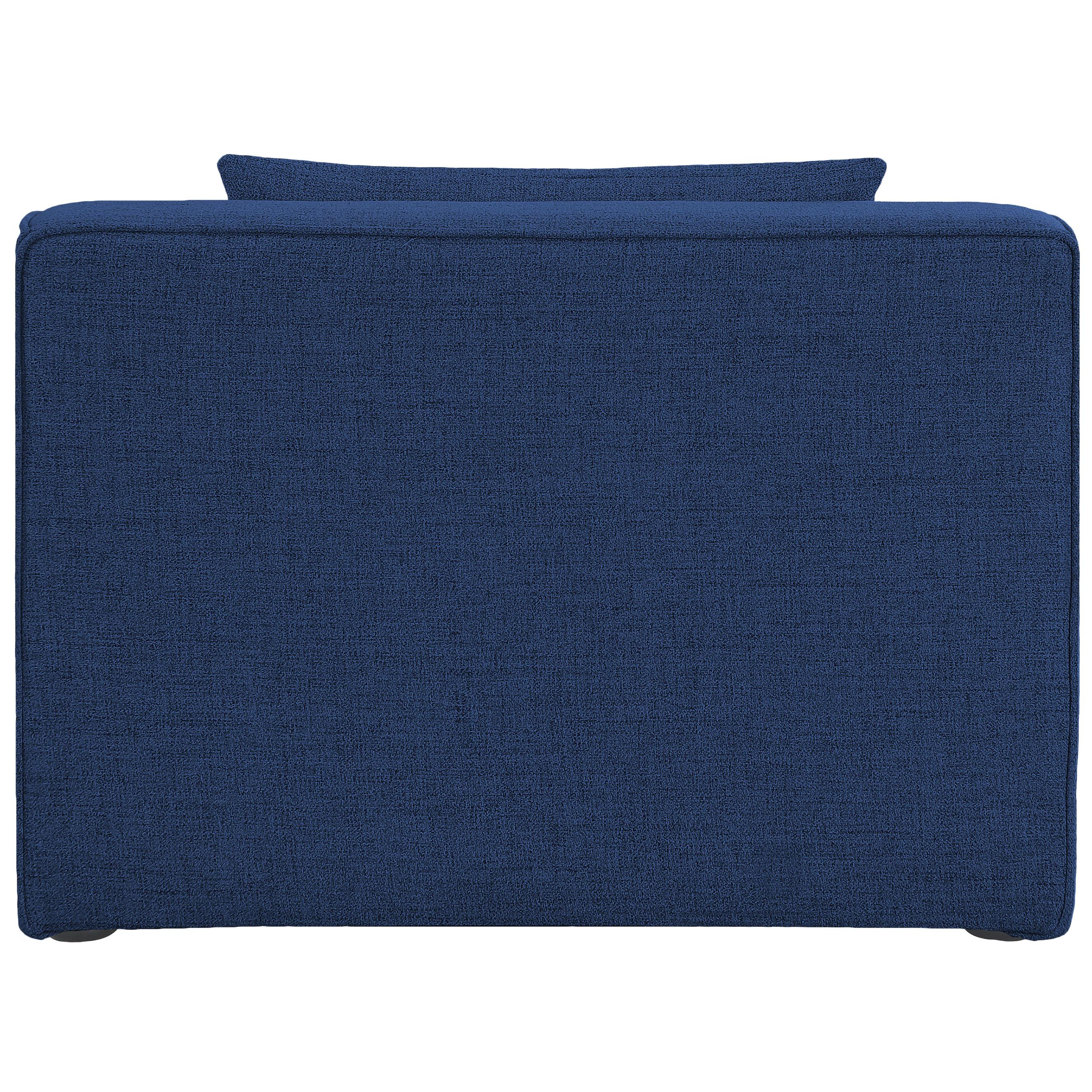 Meridian Cube Navy Durable Linen Textured Armless Chair