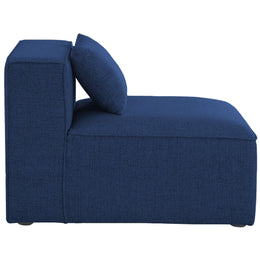 Meridian Cube Navy Durable Linen Textured Armless Chair