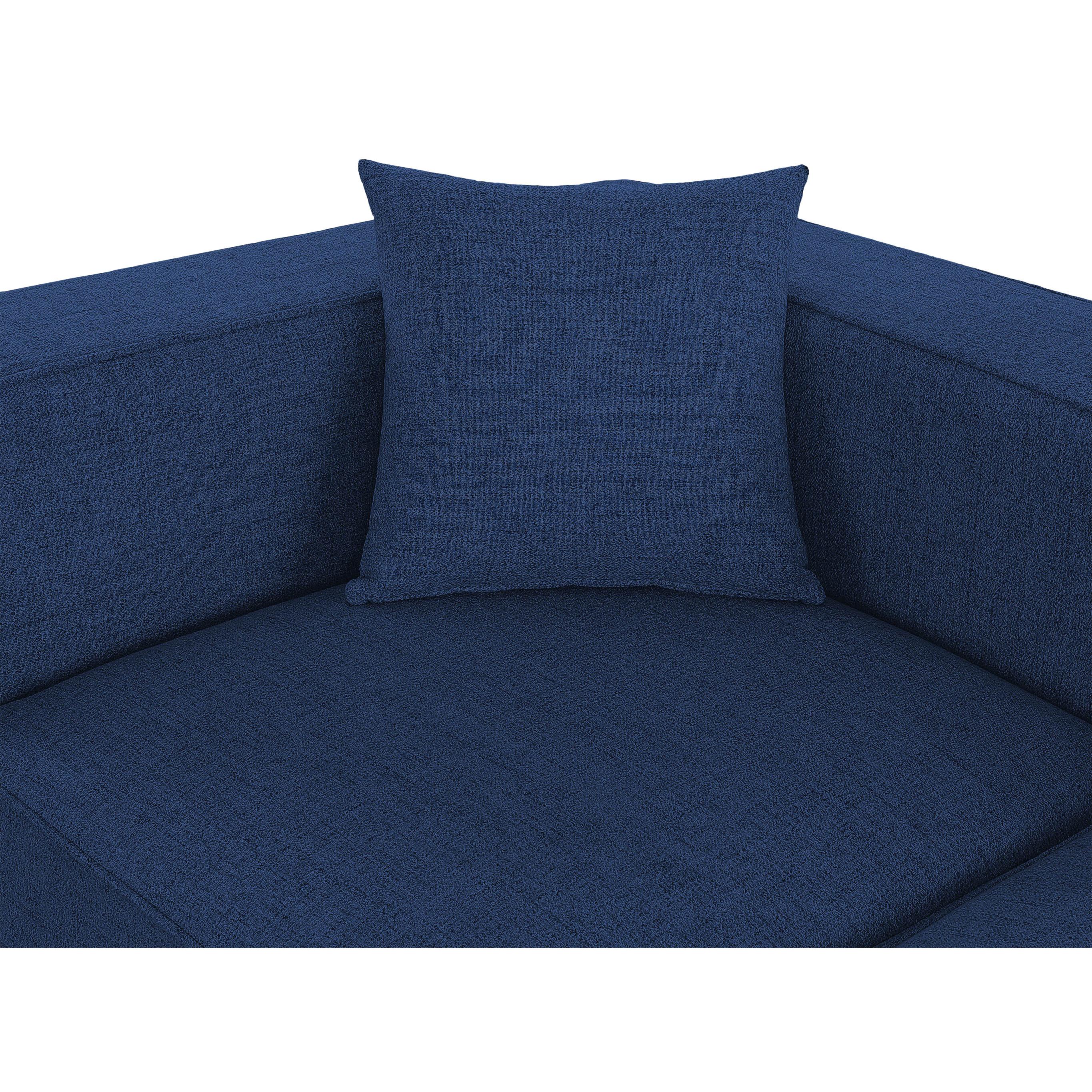Meridian Cube Navy Durable Linen Textured Corner Chair