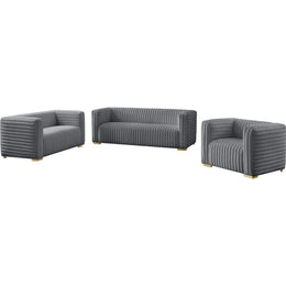Meridian Ravish Grey Velvet Chair