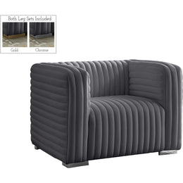 Meridian Ravish Grey Velvet Chair