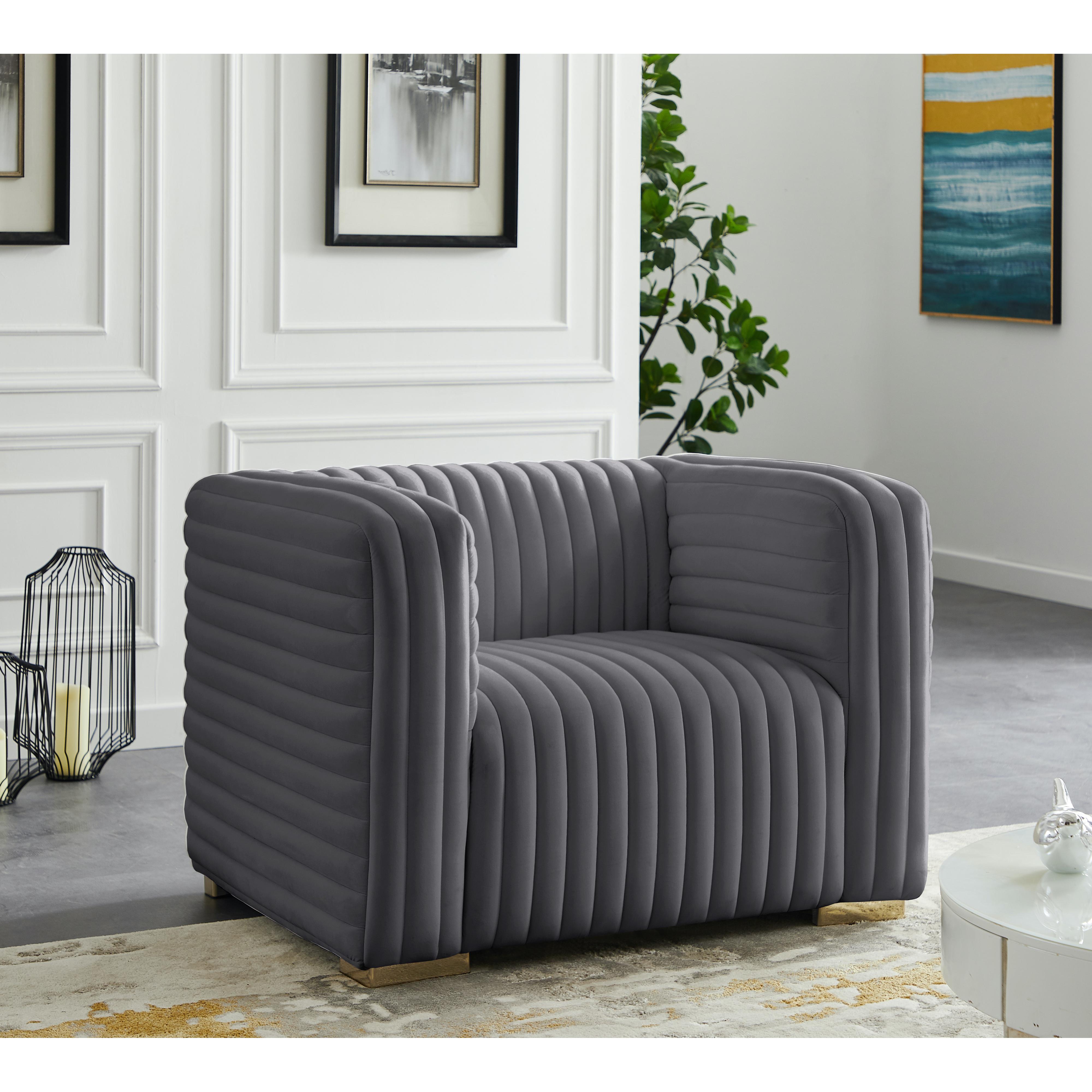 Meridian Ravish Grey Velvet Chair