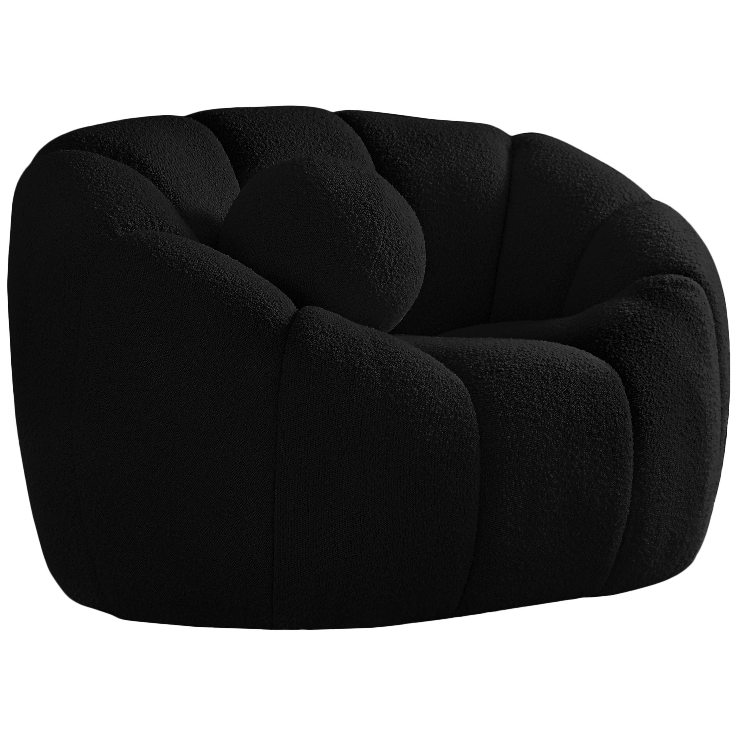 Meridian Elijah Black Boucle Fabric Chair