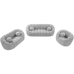 Meridian Elijah Grey Boucle Fabric Chair