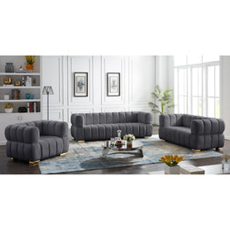 Meridian Gwen Grey Velvet Chair