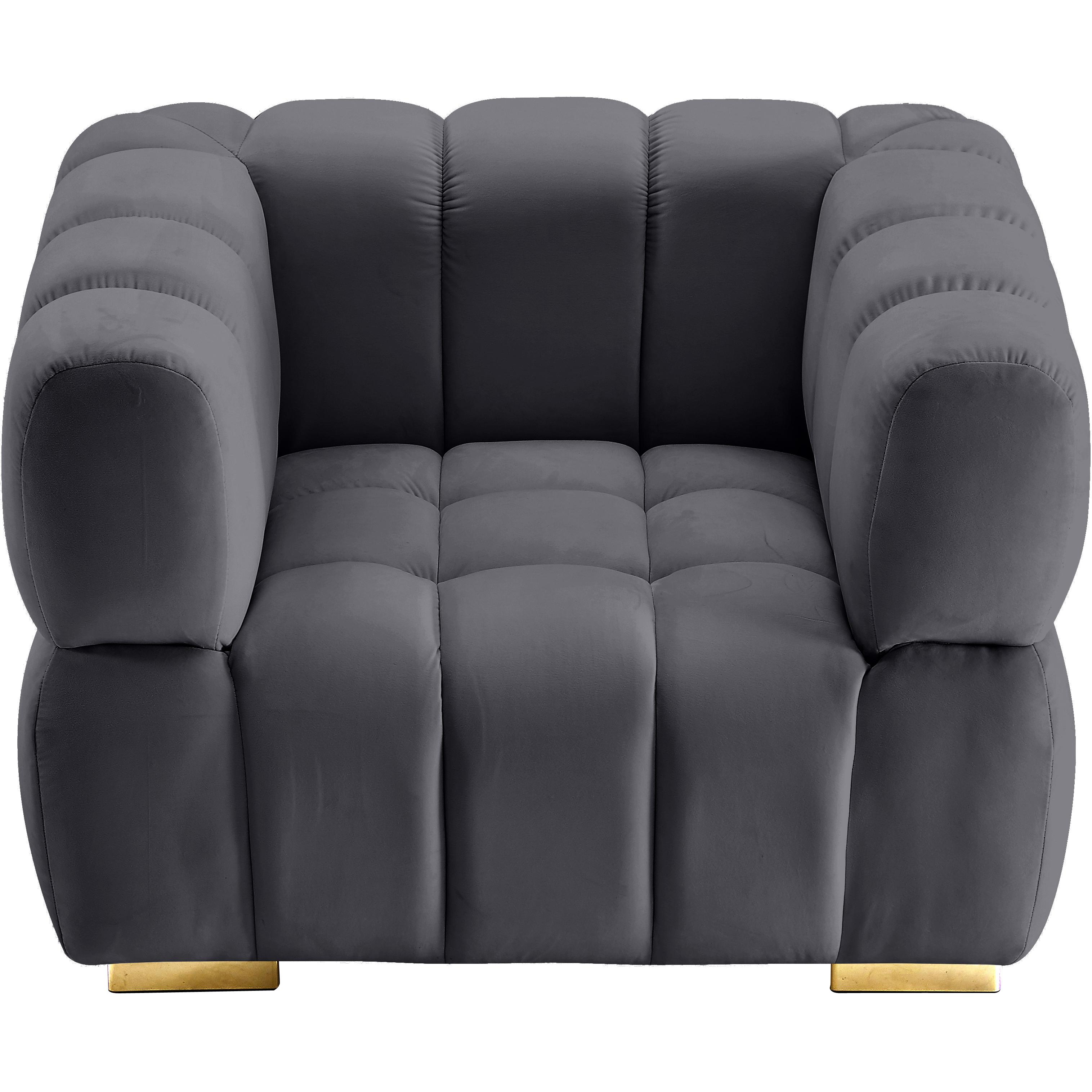 Meridian Gwen Grey Velvet Chair