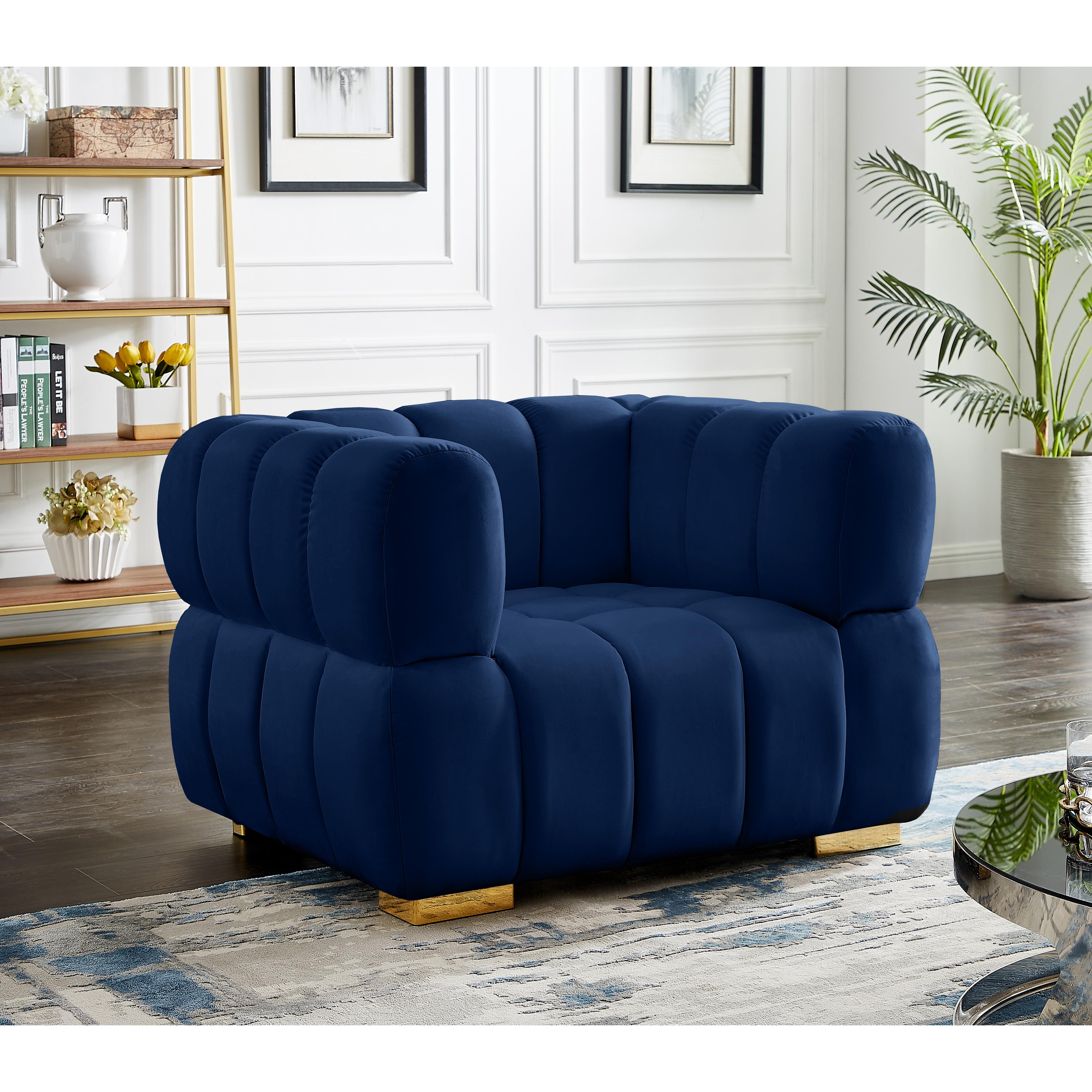 Meridian Gwen Navy Velvet Chair