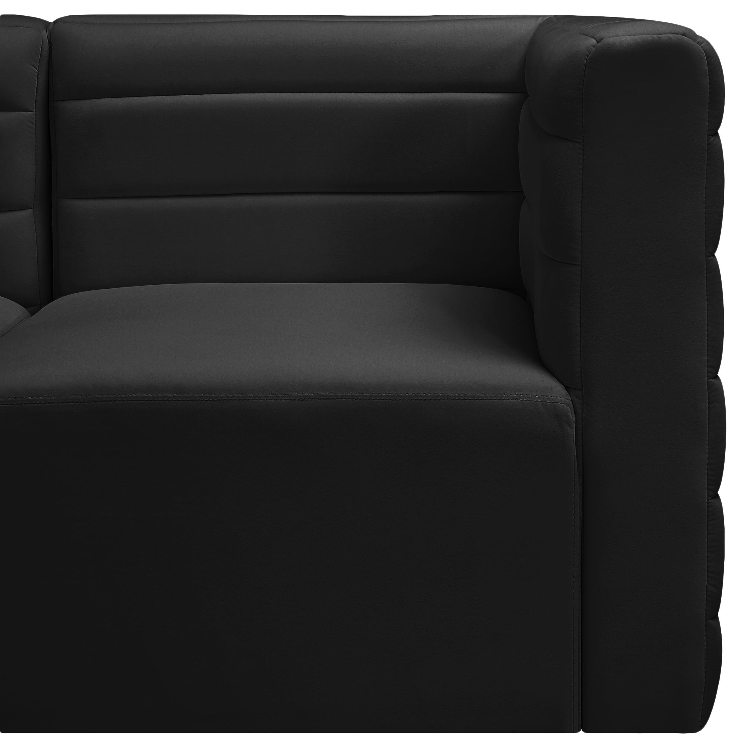 Meridian Quincy Black Velvet Modular Armless Chair
