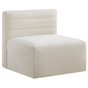 Meridian Quincy Cream Velvet Modular Armless Chair