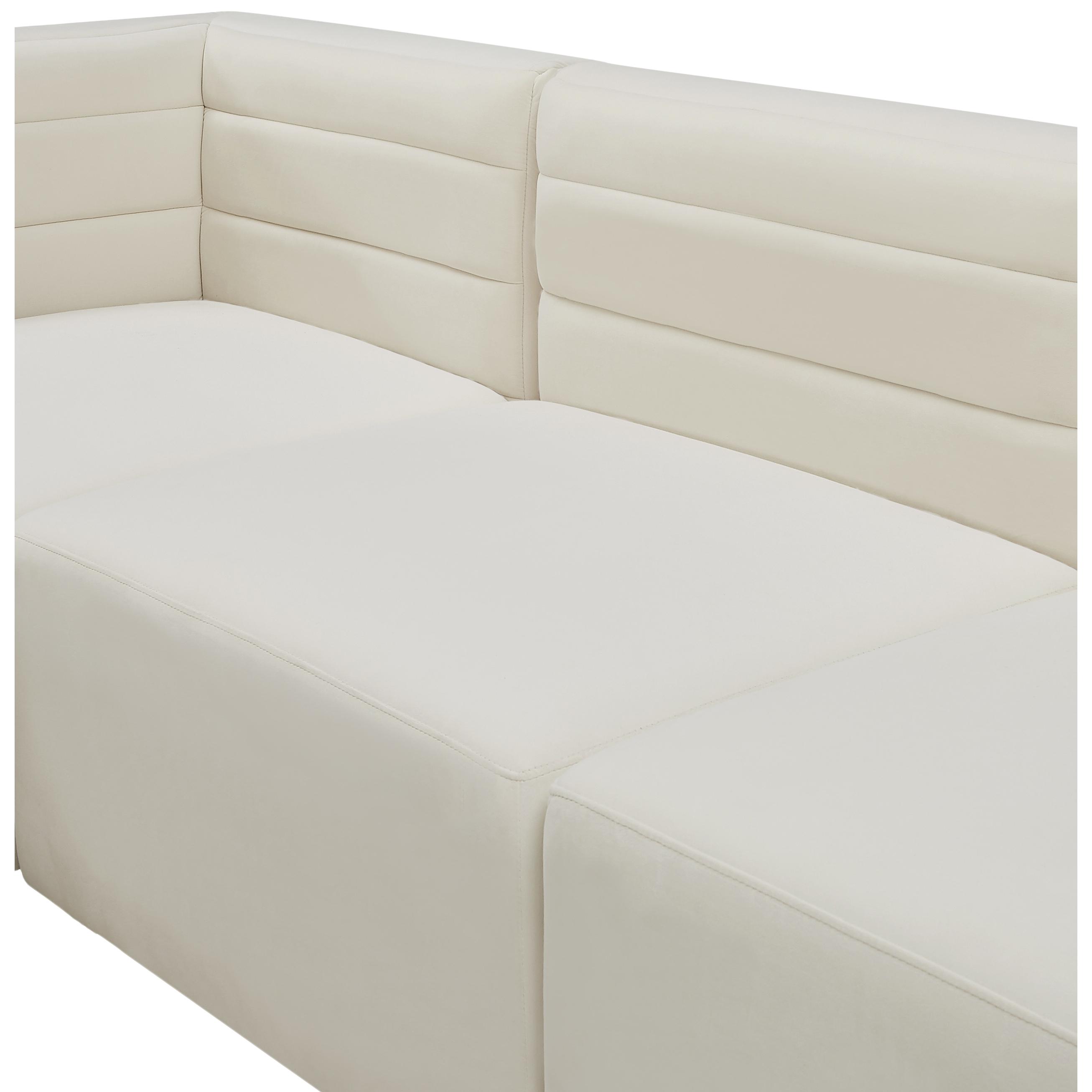 Meridian Quincy Cream Velvet Modular Armless Chair