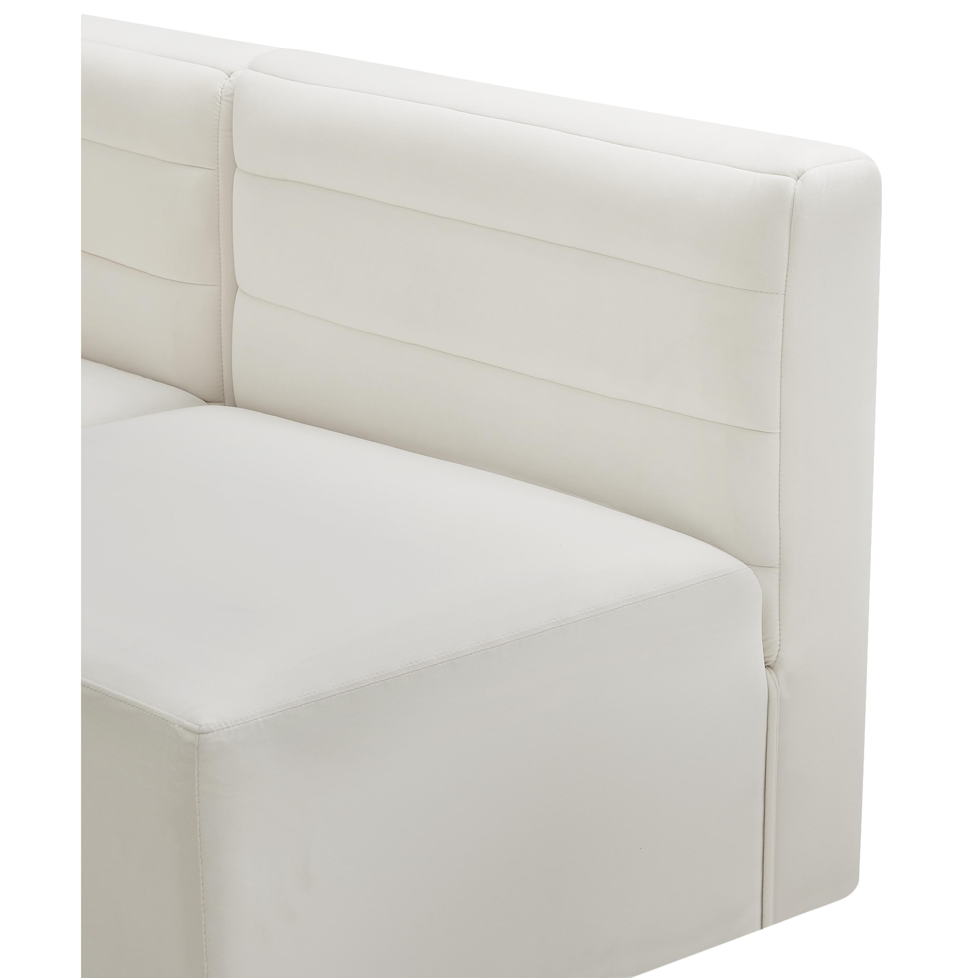 Meridian Quincy Cream Velvet Modular Armless Chair