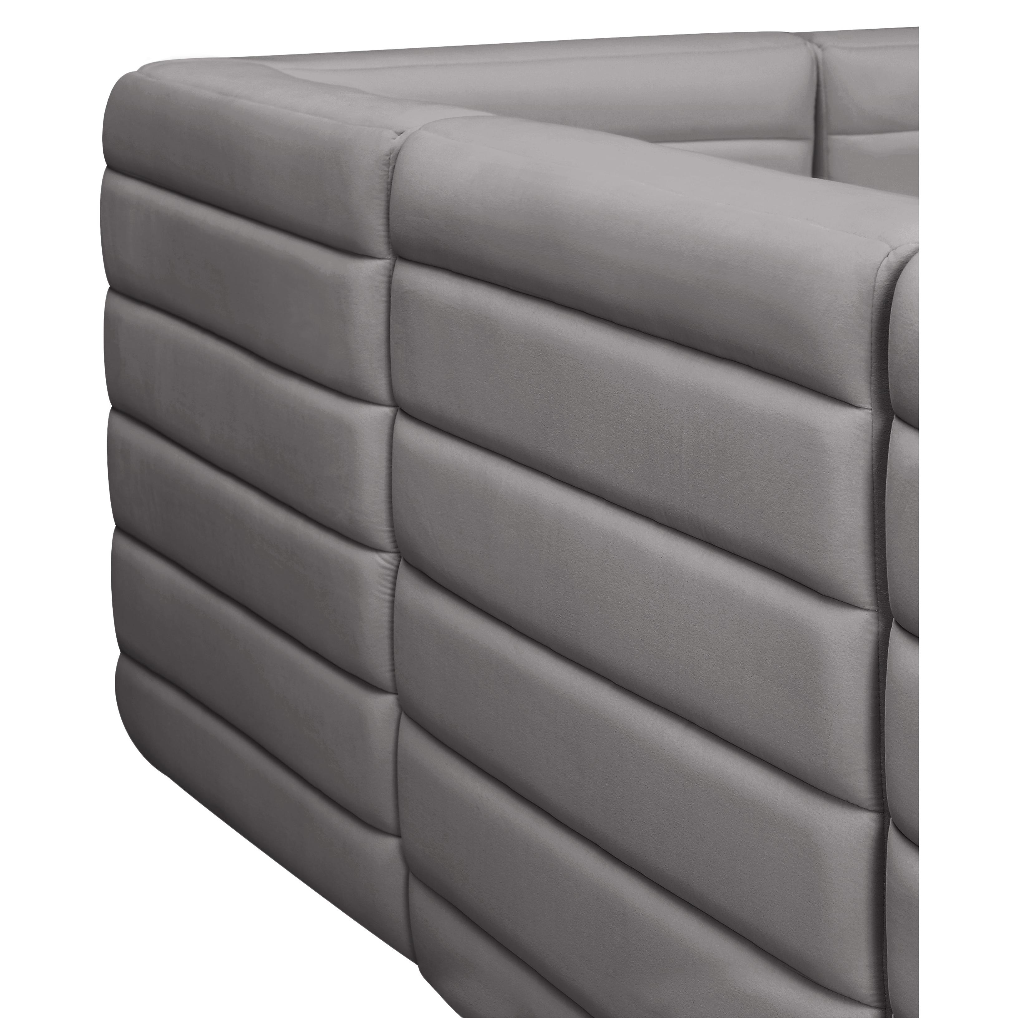 Meridian Quincy Grey Velvet Modular Armless Chair