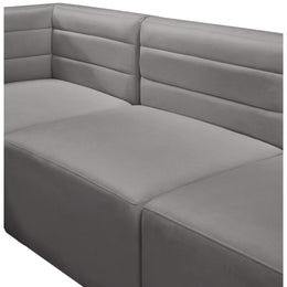 Meridian Quincy Grey Velvet Modular Armless Chair