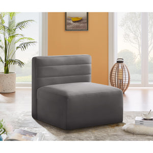 Meridian Quincy Grey Velvet Modular Armless Chair