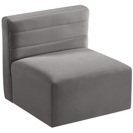 Meridian Quincy Grey Velvet Modular Armless Chair