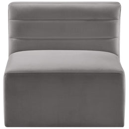 Meridian Quincy Grey Velvet Modular Armless Chair