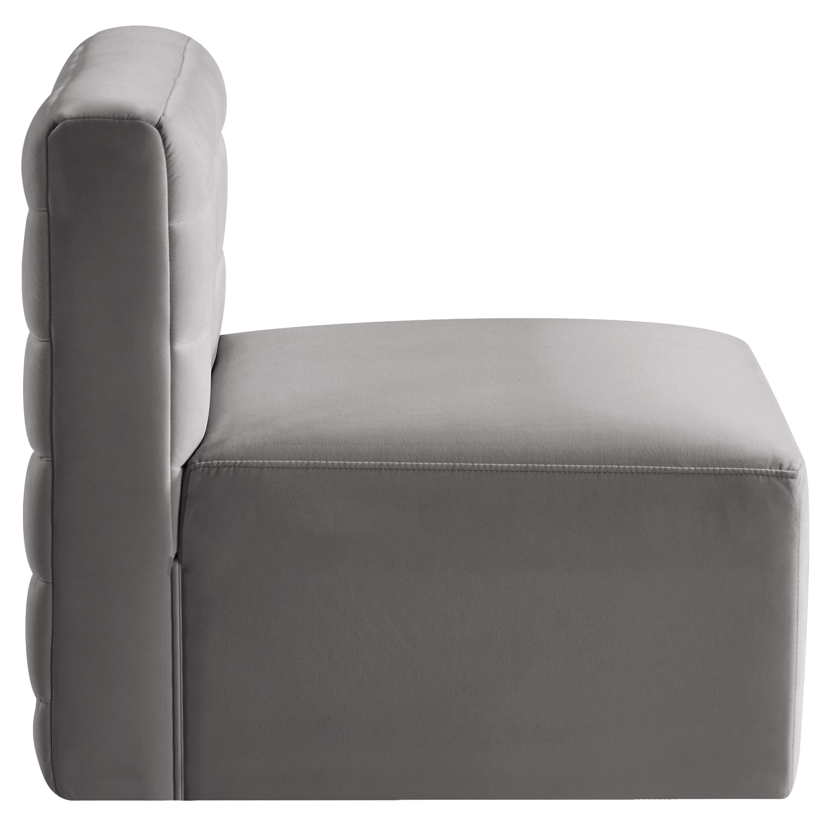 Meridian Quincy Grey Velvet Modular Armless Chair