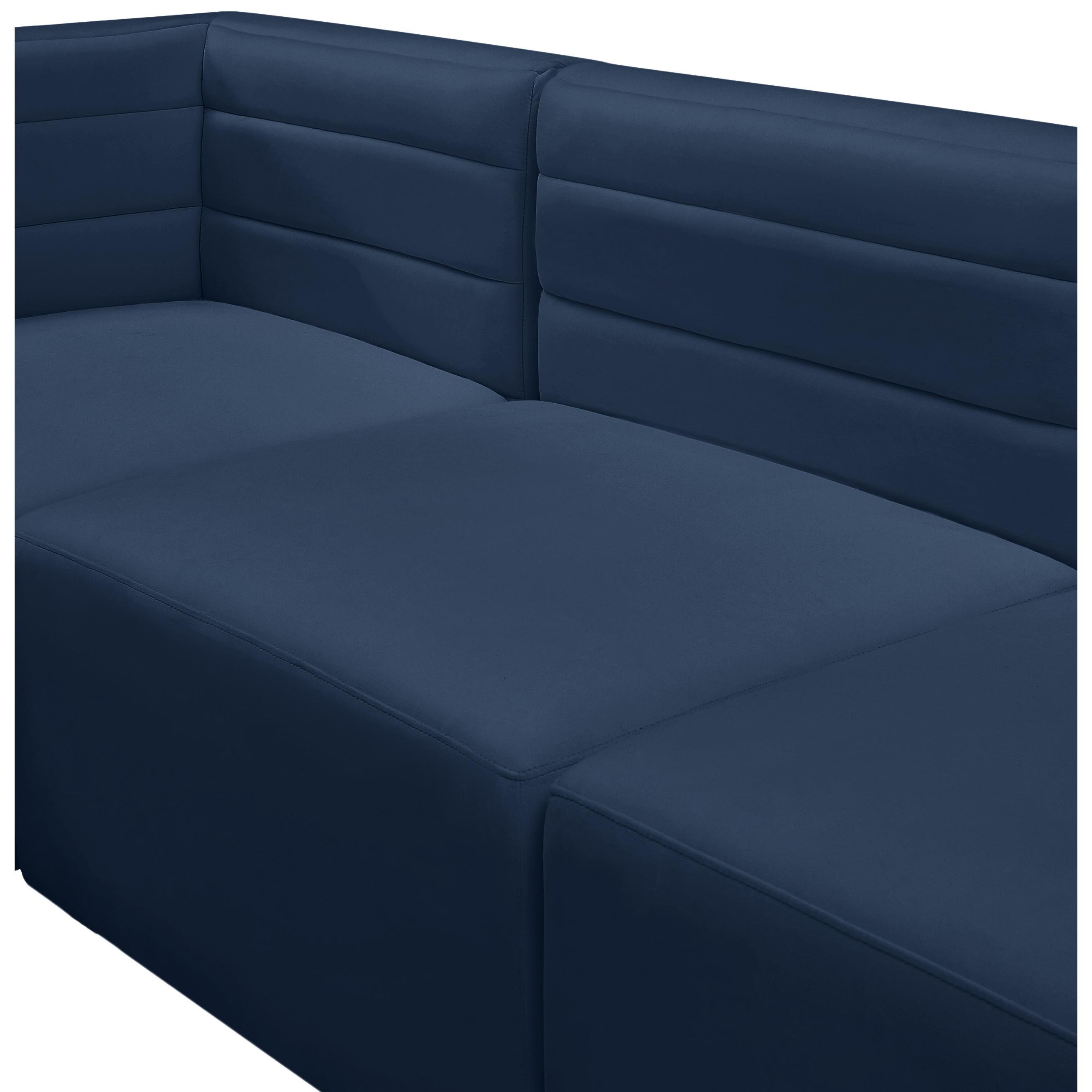 Meridian Quincy Navy Velvet Modular Armless Chair