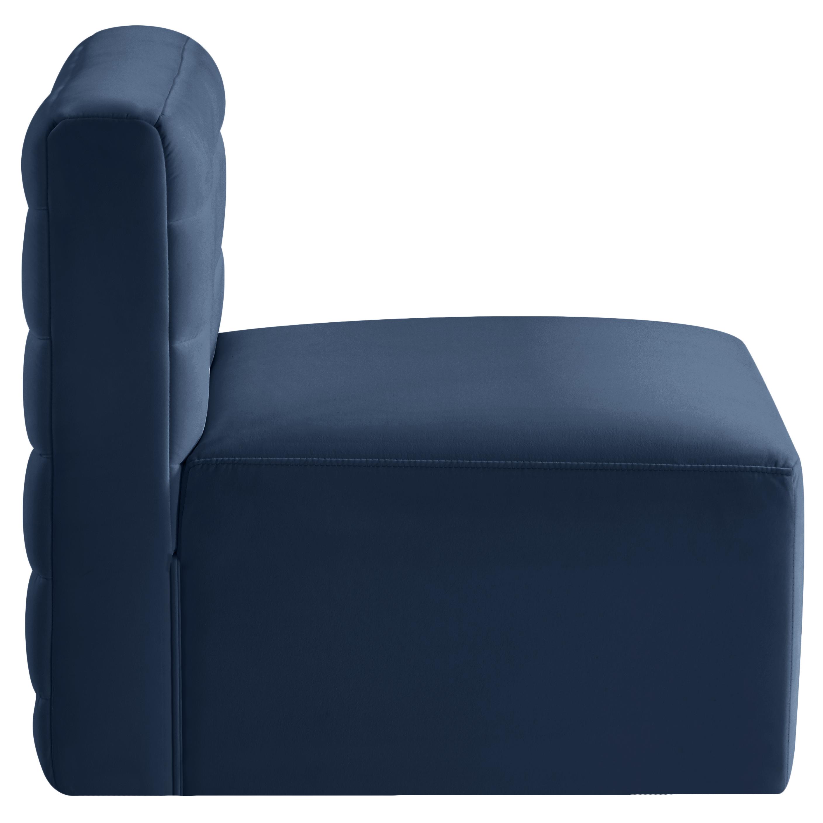 Meridian Quincy Navy Velvet Modular Armless Chair