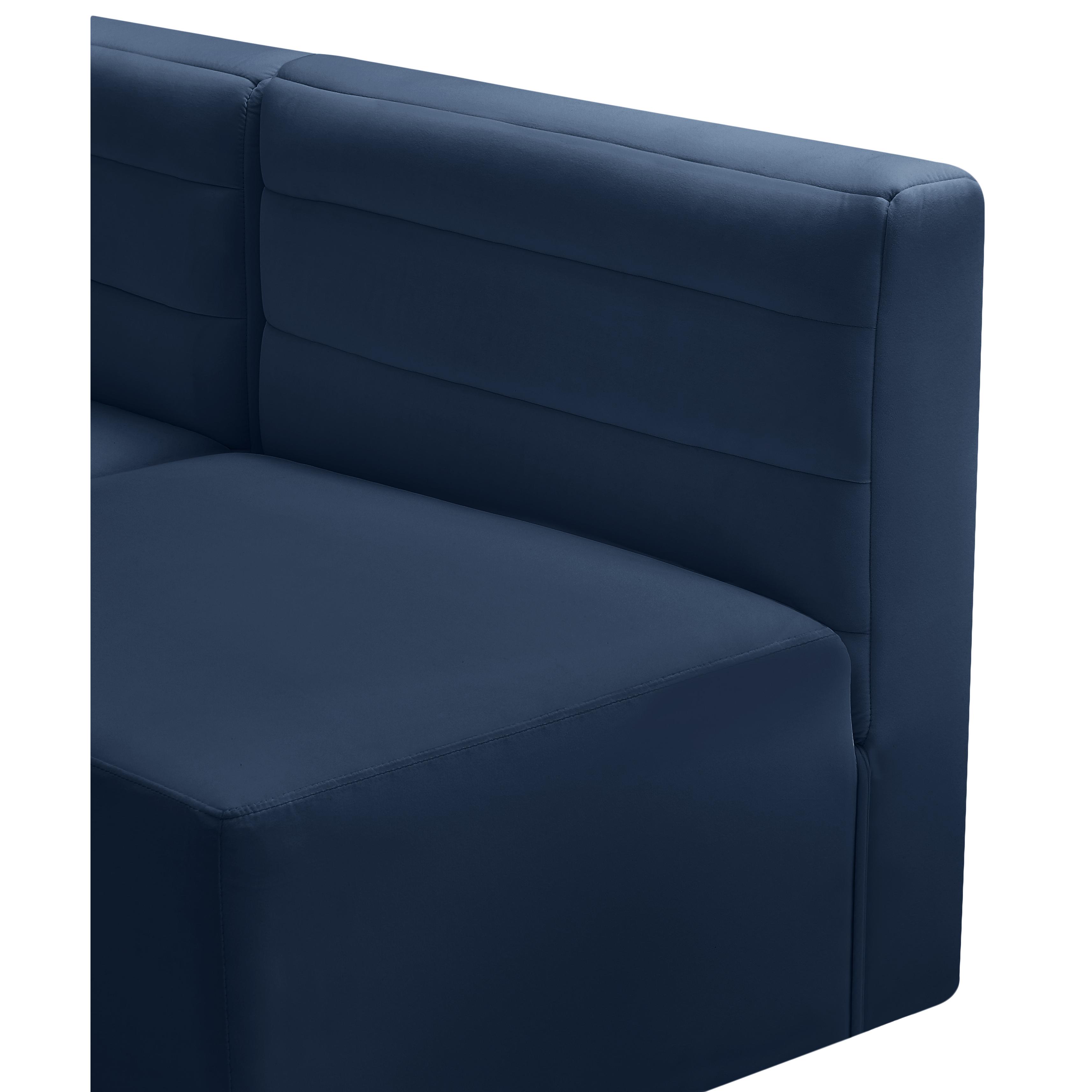 Meridian Quincy Navy Velvet Modular Armless Chair