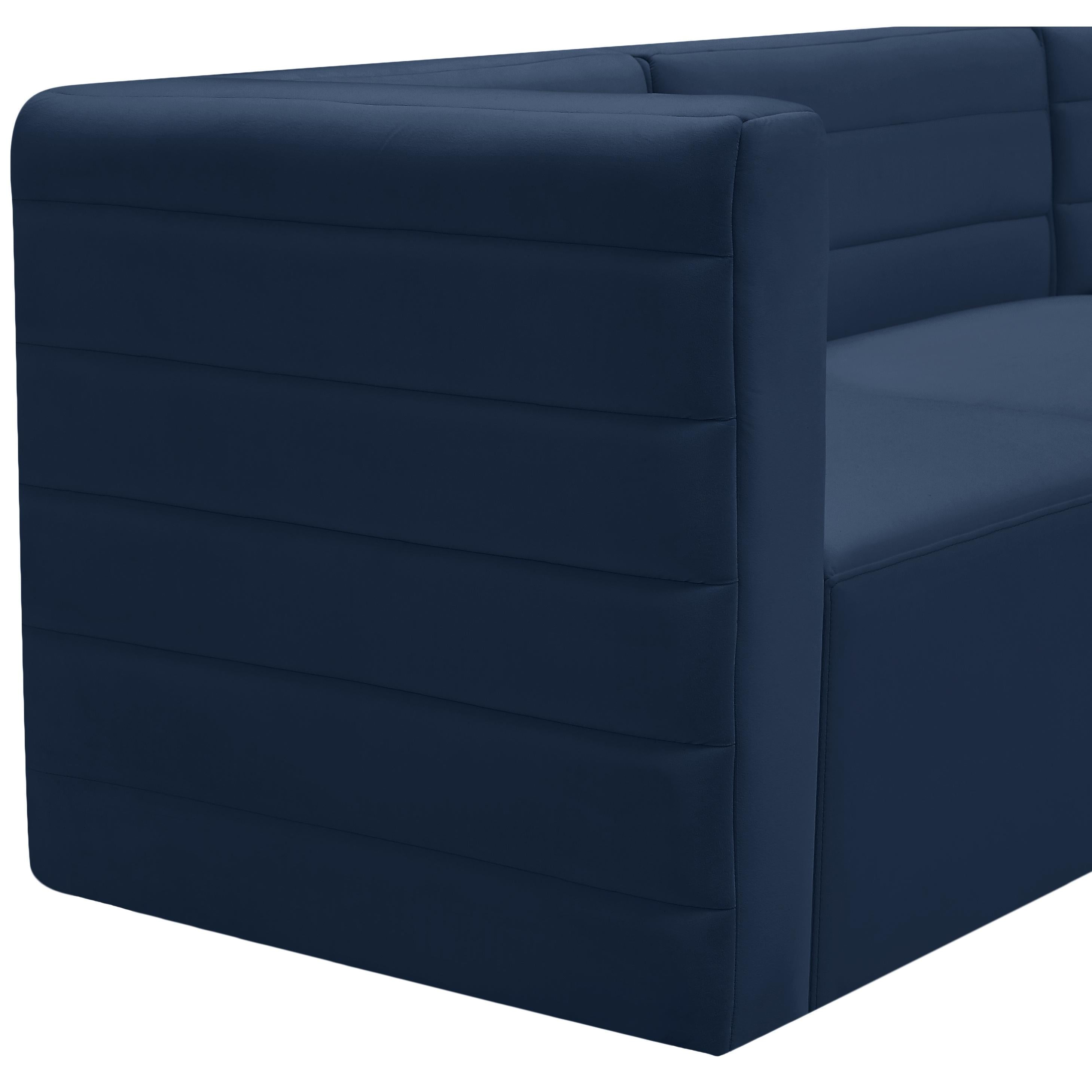 Meridian Quincy Navy Velvet Modular Armless Chair