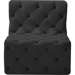 Meridian Tuft Black Velvet Armless Chair