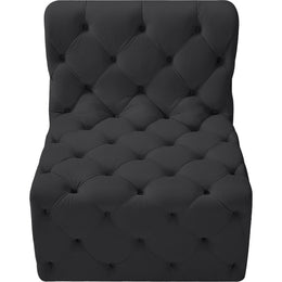 Meridian Tuft Black Velvet Armless Chair